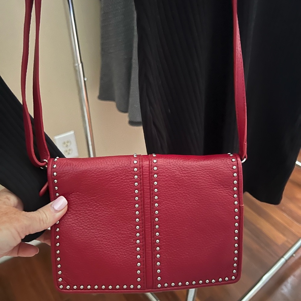 Brighton Red Crossbody Bag with Studded Accents